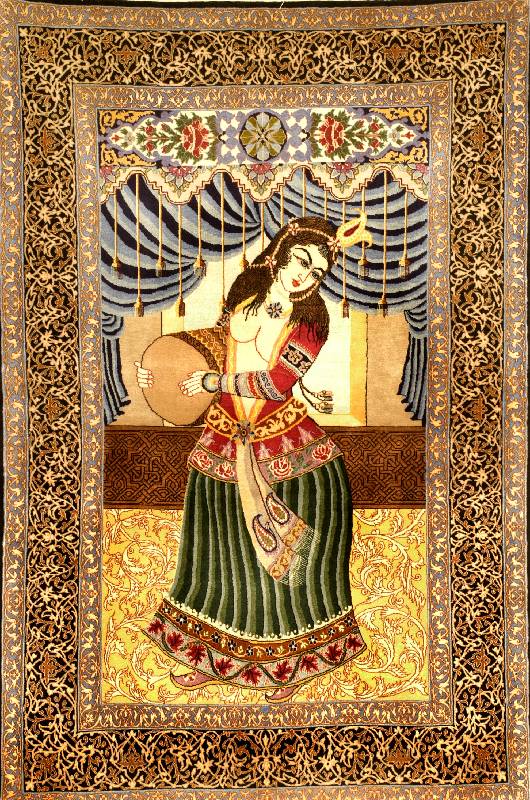 Esfahan fein, Zntralpersien, ca. 10 Jahre a lt, feine hochwertige Korkwolle in verarbeitun g mit Seide geknÜpft auf Seide, ca. 158 x 105 cm, ...