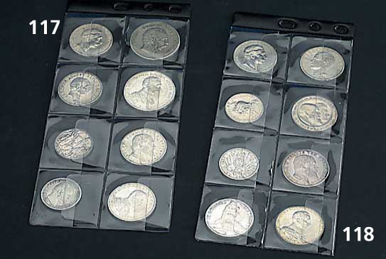 Konvolut 8 SilbermÜnzen, 2 x 5 Mark: 1876 E Albert KÖnig von Sachsen; 1914 A Wilhelm II Deutscher Kaiser KÖnig von Preussen;4 x 3 Mark: 1911 F ...