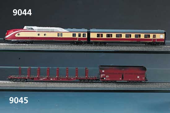 Dieseltriebzug VT 11.5, MÄrklin, Spur HO, 2. HÄlfte 20. Jh., Trans Europ Express, 2 TriebkÖpfe, Abteilwagen und Speisewagen, l. bespielt, sehr ...