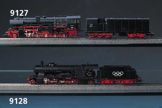 Dampflok mit Tender, MÄrklin, Spur HO, 2. HÄlfte 20. Jh., Baureihe 18.1, Nr. 18137, Tender mit Olympischen Ringen versehen, l. bespielt, sehr ...