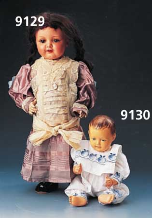 Babypuppe, Frankreich, um 1925/30, Celluloid , modellierte Haare, Arme und Beine bewegl., L. ca. 35 cm
