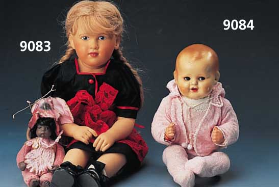 KÜnstlerpuppe, Sabine Esche, 80er Jahre, StoffkÖrper gestopft, bunt staffiert, H. ca. 53 cm, dazu ein kleines NegerpÜppchen als Elfe , H. ca. 21 ...
