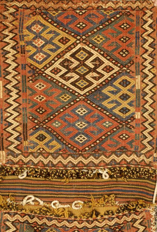 Azeri Doppeltasche antik, Kaukasus, 19.Jhd., Wolle auf Wolle, ca. 140 x 65 cm, SchÄtzwert: 2000.- EURO, Kelimgewebe mit Zili Arbeit