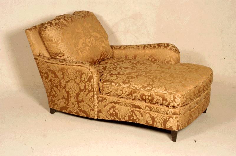 Chaiselongue, deutsch, 30er Jahre, lose Kissen, asymetrische Armlehnen, DamastbezÜge 50er Jahre, beste Verarbeitung, außerordentlich bequem, ...