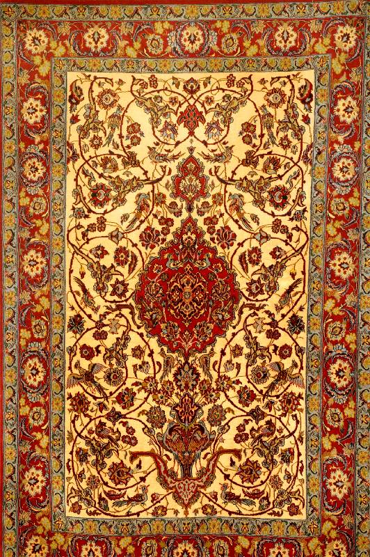 Esfahan fein sign, Persien, ca. 30 Jahre. Korkwolle mit und auf Seide, ca. 173 x 112 cm, Schätzwert: 3400.- EURO, ca. 1,0 Mio. Kn/qm. H ochfeiner ...