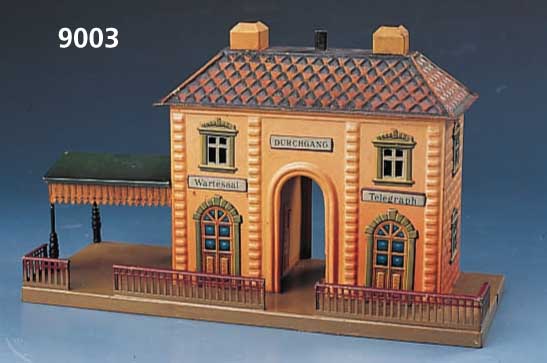 Bahnhof, MÄrklin, um 1912/14, Blech, handlackiert, keine sekundÄren Über- arbeitungen, feine farbliche Abstimmung, Kerzenbeleuchtung, Marke, ...