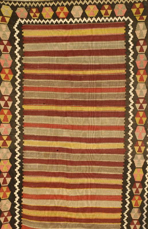Kaukasischer Streifenkelim, Azerbaidschan, um 1900, Wolle auf Wolle, ca. 196 x 112 cm, SchÄtzwert: 1500.- EURO, Naturfarben, sehr fein, EHZ: 2