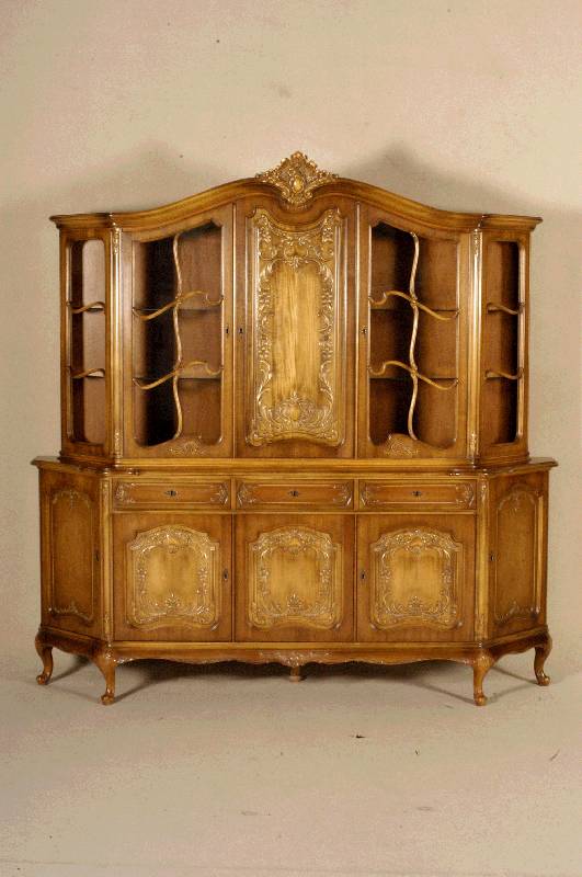 Vitrinenschrank, deutsch/Bremen, Warrings, Modell BrÜssel, rÜckseitig mit Klebeetikett, komplett auf Rahmen gearbeitet, beste QualtiÄt und ...