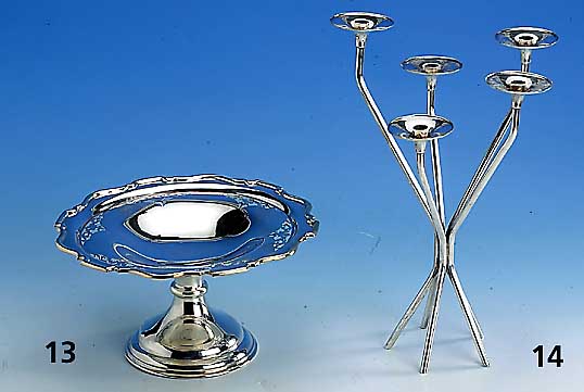 Fußanbietschale, England, Sheffield, 1927, 925er Silber, Meistermarke J. & T., unged., Durchbrucharbeit, hoher Standfuß, H 13 cm, D ca. 24.5 ...