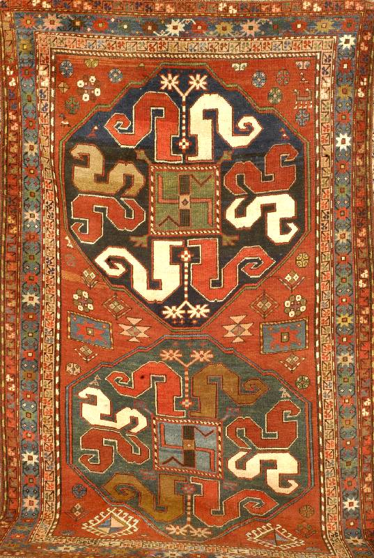 Wolkenband Kazak, auch Sog. Chondsoresk, Kaukasus, 19.Jh. Wolle auf Wolle, ca.228 x 140 cm. SchÄtzwert: 6800.-EUR, EHZ: 3, farblich wie ...
