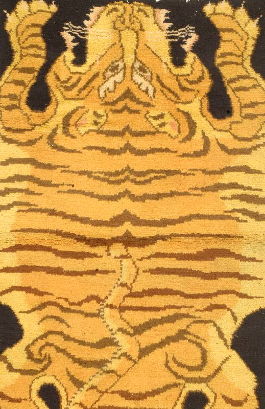 Tiger Teppich, China, um 1930, Wolle auf Baumwolle, ca. 134 x 80 cm, Schätzwert: 1400.- EURO, EHZ: 3