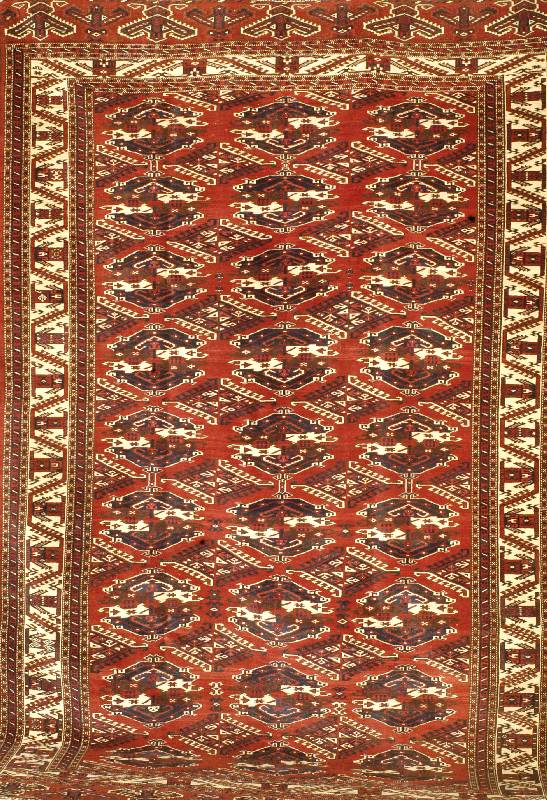 Youmut, Russland, um 1930, Wolle auf Wolle, ca. 315 x 202 cm, Schätzwert: 4200.- EURO, EHZ: 2, fachm. rest.