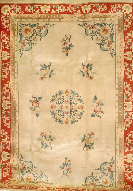 China, ca. 1950 Jahre, Wolle auf Baumwolle, ca. 300 x 202 cm, SchÄtzwert: 2500.- EURO, EHZ: 2-3