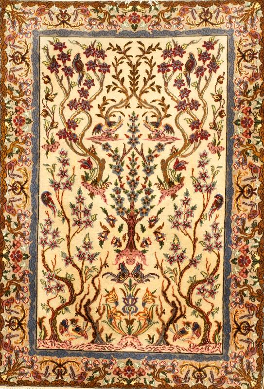 Esfahan fein, Persien, 10 Jahre, Korkwolle mit und auf Seide, ca. 102 x 72 cm, SchÄtzwert: 1050.- EURO, ca. 1,0 Mio. Kn/qm. S ehr guter Zustand