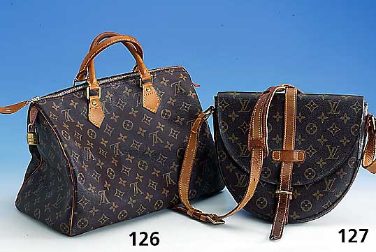 Louis Vuitton-Tasche, Nr. SP0977, Serie Monogram Canvas, Modell Speedy, Innen- tasche, 2 Tragegriffe, Schloß, SchlÜssel anbei , l. Gebr.-Sp.