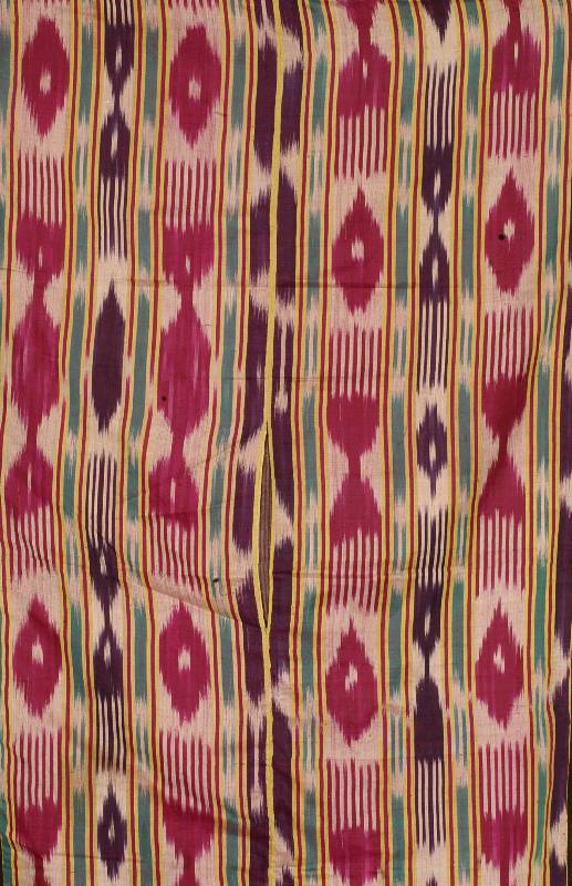 Ikat Seidengewebe, Samarkand, 19.Jhd, Zweibahnig, RÜckenfÜtterung, ca. 182 x 79 cm, SchÄtzwert: 1500.- EURO, Rautenmuster, EHZ: 2