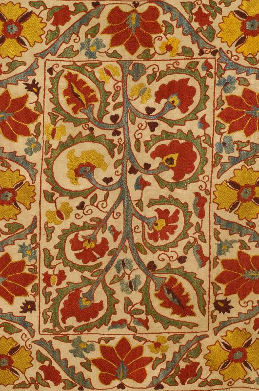 Seidenstickerei, Buchara, ca. 60 Jahre, ca. 71 x 55 cm, SchÄtzwert: 800.- EURO, Leinengrundgewebe mit Seide, in verschiedenen Techniken, EHZ: 2, ...