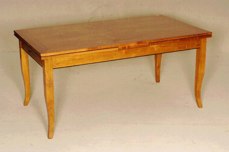 Ausziehtisch, im Biedermeierstil, Kirschbaum massiv, Platte mit Faden- und Sternintarsien, sich auf den Ausziehplatten wiederspiegelnd, StilmÖbel, ...
