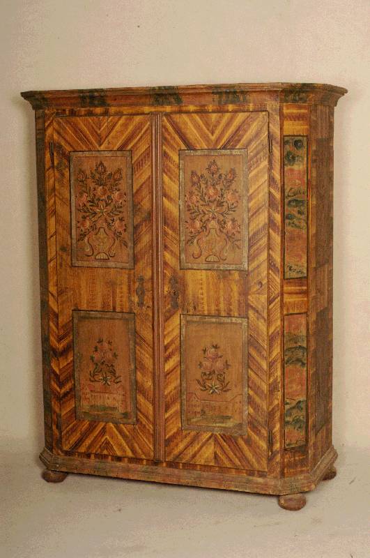 Spaltschrank, sÜdwestdeutsch, um 1830/40, Weichholz massiv, sogenannter Bauernkasten, Innenleben sekundÄr, Kanten abgeschrÄgt, sogenannte ...