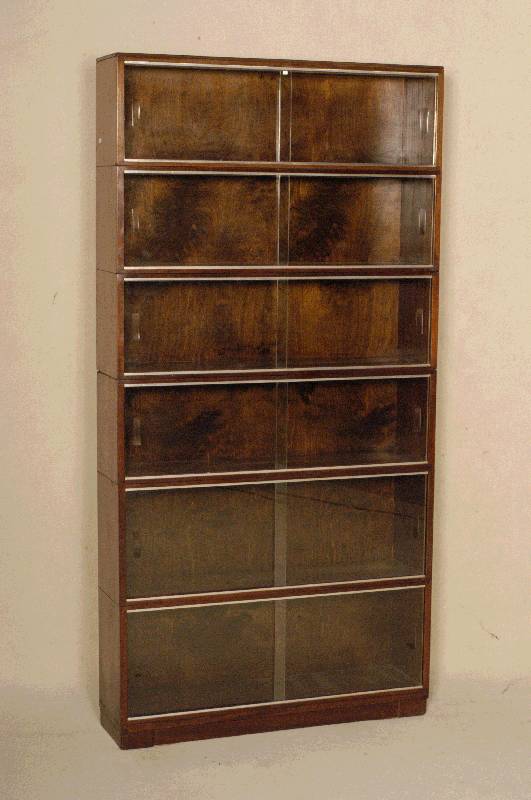 Vielzweck-BÜcherschank, England, um 1920, System Minty Oxford, Rotholz, verglaste SchiebetÜren, schÖnes praktisches MÖbel, Gebrauchsspuren, ...