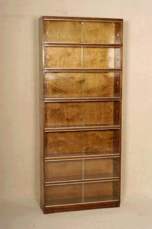 Vielzweck-BÜcherschank, England, um 1920, System Minty Oxford, Rotholz, verglaste SchiebetÜren, schÖnes praktisches MÖbel, Gebrauchsspuren, ...