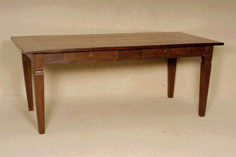 Tisch, im englischen Stil von 1910, Teakholz massiv, eckige Beine, Zarge massiv, 2 Schubladen, passend in jede LandhauskÜche, Gebrauchsspuren, ca. ...