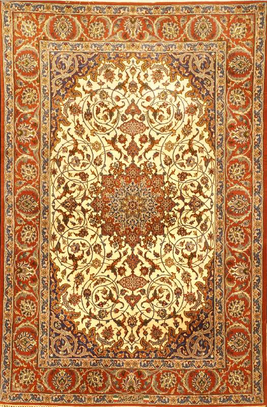 Esfahan fein sign. (Sayrafian), Zentralpers ien, ca. 15 Jahre alt, feine Korkwolle mit und auf Seide, ca. 168 x 110 cm, Schätzwert: 5900. - EURO, ...