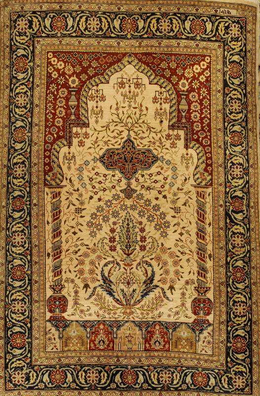 Hereke Sign fein, TÜrkei, ca. 40 Jahre, reine Naturseide, ca. 97 x 66 cm, SchÄtzwert: 3500.- EURO, ca. 1,0 Mio. Kn/qm, EHZ: 2. Parad ...