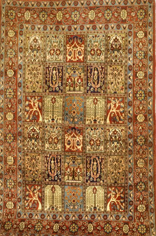 Ghom, Persien, ca. 40 Jahre, Wolle auf Baumwolle, ca. 205 x 134 cm, SchÄtzwert: 1300.- EURO, EHZ: 2. Guter Zustand. (Felder-Mo tiv).