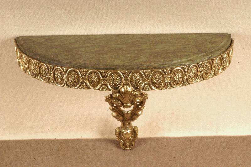 Jugendstil Wandkonsole, Frankreich, um 1900, Messing, aufliegende Marmorplatte, ca. 27x44 cm