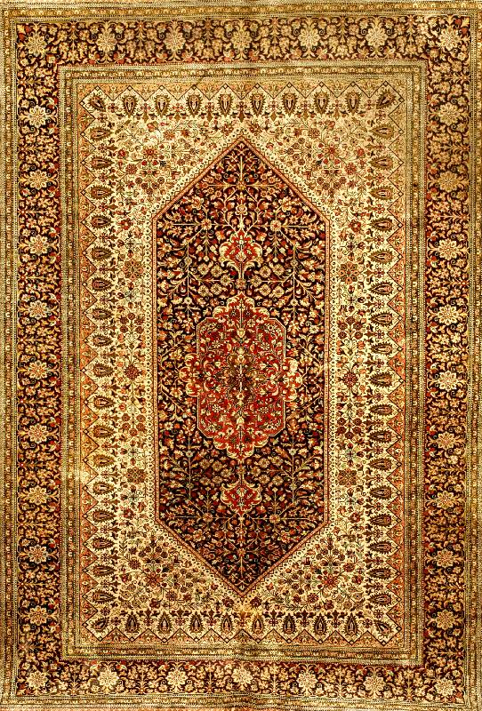 Ghom Seide, Persien, ca. 20 Jahre, reine Naturseide, ca. 206 x 139 cm, SchÄtzwert: 2100.- EURO, EHZ: 3, (reinigungsbed.), glanzre icher ...