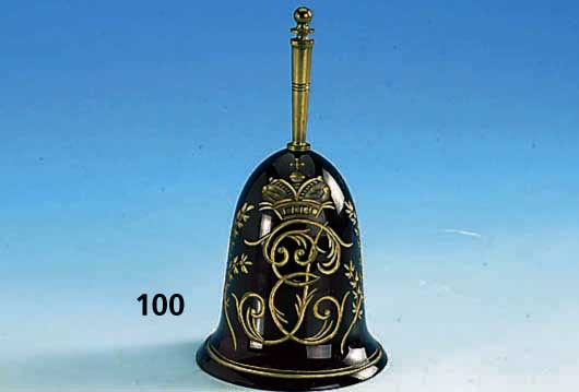Erinnerungs-Tischglocke an eine kaiserl. Hoheit, JE ligiert = Jekaterina (Katharina die Große), um 1900, Rubinglas mit Gold aus- gerieben, Griff ...