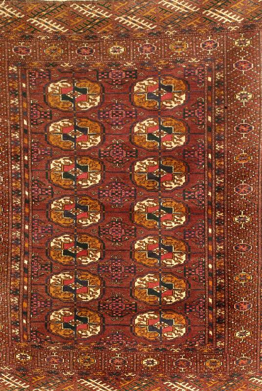 Tekke Buchara fein, Turkmenistan, um 1920, Wolle auf Wolle, ca. 110 x 88 cm, SchÄtzwert: 1200.- EURO, EHZ: 2. Ordentliche KnÜpfarbeit i n feiner ...