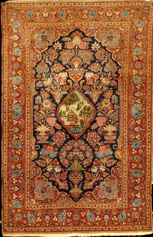 Keschan Alt fein, Zentralpersien, feine hoc hwertige Korkwolle auf Baumwolle, ca. 210 x 14 0 cm, um 1910. Edler und feiner Keschan in her ...