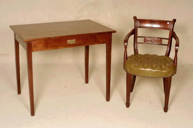 Konsolentisch, Holland, um 1910, strenger Jugendstil, Korpus Weichholz, Mahgoni massiv, Mahagonifurnier, eckige Beine, 1 Schublade, original ...