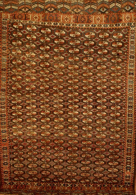 Tschaudor Antik, Turkmenistan, um 1870, Wolle auf Wolle, ca. 286 x 195 cm, Schätzwert: 5500.- EURO, EHZ: 4-5. Sog. Hauptteppich in Ty pischer G?l ...