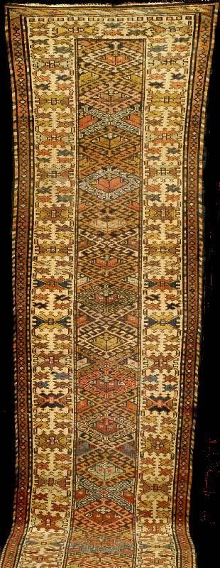 Schulaver, SÜdrußland Zentralkaukasus, Natu rfarben, 19. Jahrhundert antik, Wolle auf Woll e, ca. 358 x 78 cm, SchÄtzwert: 3400,- EURO Eh z: 3-4. ...