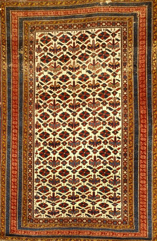 Daghestan, Kaukasus, um 1900 Wolle auf Wolle, ca. 195 x 131 cm, SchÄtzwert: 2100.- EURO, EHZ: 5-6, Teppich hat mehrere LÖcher, Mottenfras