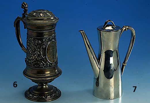 Kanne, deutsch, Gebr. Deyhle, 925er Silber, 50er Jahre, Griff mit DÄmmringen, ca. 610 g, H ca. 23 cm