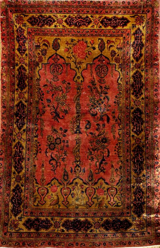 Keschan Seide (eventuell Mohtaschem), Zentr alpersien, 19. Jahrhundert antik, ca. 148 x 98 cm, reine Naturseide mit Pflanzenfarben. Beme rkenswerte ...