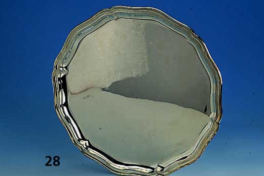 Großes rundes Tablett, W. Binder/SchwÄbisch- GmÜnd, 925er Silber, Barockstil, ca. 960 g, D. ca. 40 cm