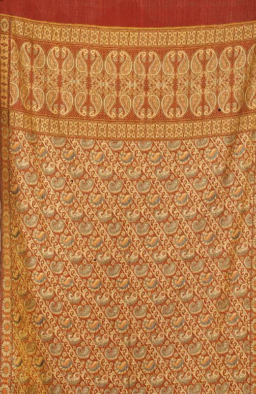 Kaschmir Schall, Indien, ca. 60 Jahre, ca. 200 x 98 cm, Schätzwert: 850.- EURO, EHZ: 2. G uter Zustand. Sehr selten