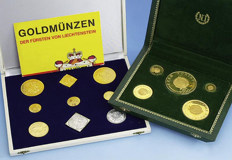 GoldmÜnzen: Gedenkausgabe zum 150. Geburtstag von Ignaz Semmelweis, 1968 BP: 1000 Forint, 500 Forint, 200 Forint, 100 Forint, 50 Forint, av: Kopf ...