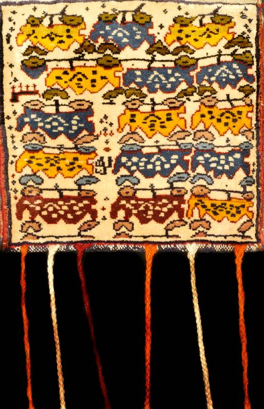 Shiraz-Gebiet Tasche, Persien, ca. 50 Jahre , Wolle auf Baumwolle, ca. 32 x 34 cm, SchÄtzwert: 850.- EURO, EHZ: 2 außergewÖhnlich e zeichnung ...