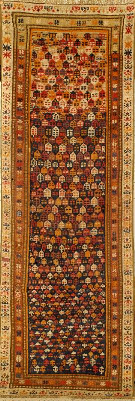 Karabagh Antik, Kaukasus, 19. Jahrhundert, Wolle auf Wolle, ca. 207 x 71 cm, Schätzwert: 3500.- EURO, EHZ: 2. Ein h?chst seltener Karab agh in ...