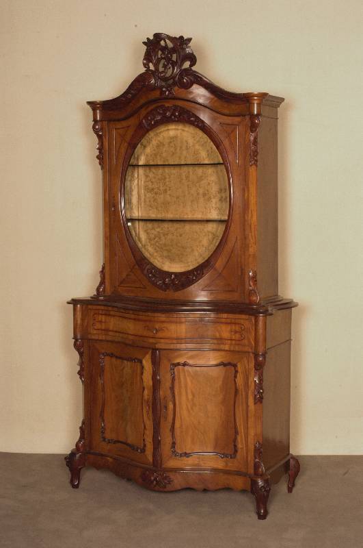 Aufsatzschrank, Holland, um 1860, Wilhelm III, Mahagoni-, Pyramidenmahagonifurnier gespiegelt, symetrisch, aufgesetzte SchlÜsselschilde, seitlich ...