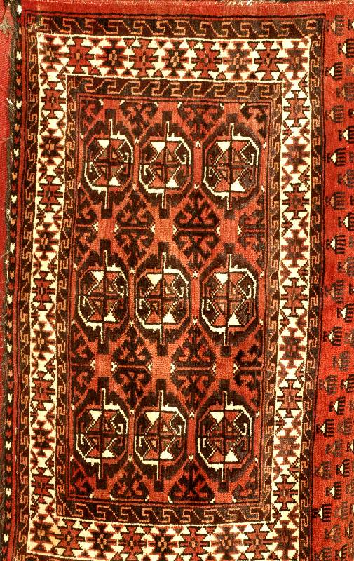 Jamoud Tchowal, Turkmenistan, um 1920/30, Wolle auf Wolle, ca. 105 x 63 cm, SchÄtzwert: 980.- EURO, EHZ: 2, mit Kelim RÜckseite