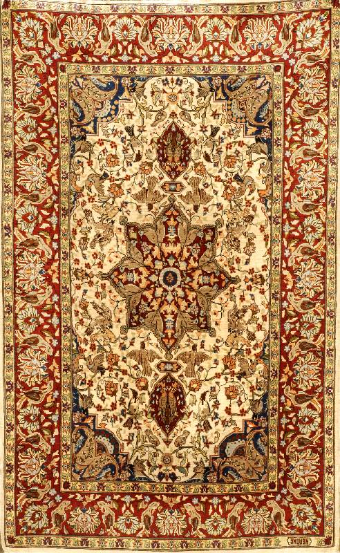 Hereke Seide sign., TÜrkei, ca. 40 Jahre, reine Naturseide, ca. 100 x 62 cm, SchÄtzwert: 2400.- EURO, EHZ: 2. Gute und feine Meisterlic he ...