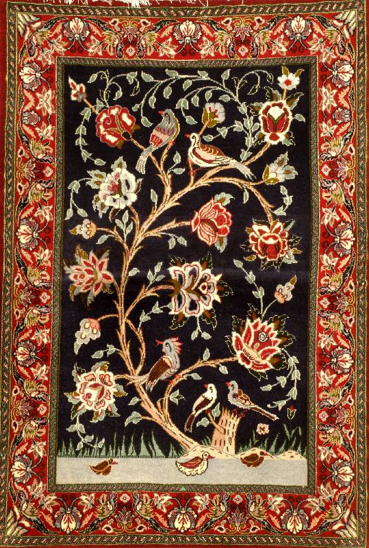 Esfahan fein, Persien, ca. 10 Jahre alt, Ko rkwolle mit und auf Seide, ca. 101 x 70 cm, SchÄtzwert: 1050.- EURO, ca. 1,0 Mio. Kn/qm. S ehr guter ...