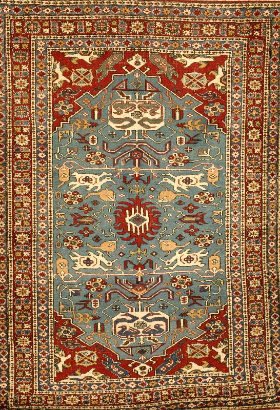 Schirwan, Russland, ca. 50 Jahre, Wolle auf Baumwolle, ca. 197 x 140 cm, Schätzwert: 950.- EURO, EHZ: 3. Schöne frische Farbgestaltung.